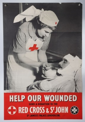 WW2 British Red Cross Poster, 'Help Our Wounded'.