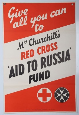 WW2 British Red Cross Poster, 'Aid to Russia Fund'.