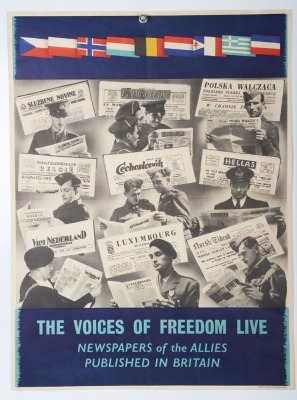WW2 British, Allied Nations Poster, 'The Voices of Freedom Live'. - 6
