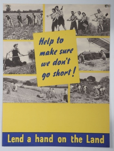 WW2 British 'Lend a Hand on the Land' Poster.