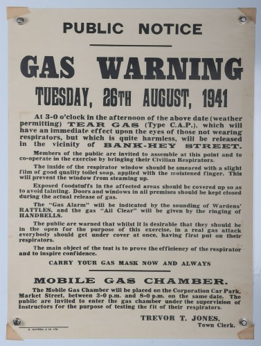 WW2 British Home Front, Gas Warning Poster, 1941.