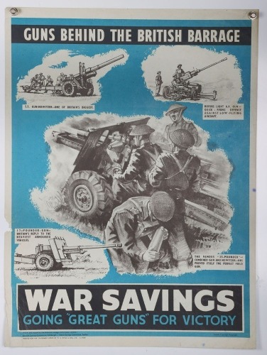 WW2 British 'War Savings, Great Guns' Poster.