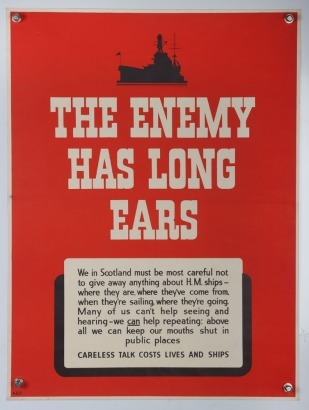 WW2 British 'Careless Talk Costs Lives and Ships' Poster.