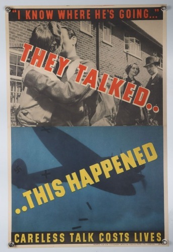 WW2 British 'Carless Talk Cost Lives' Poster.