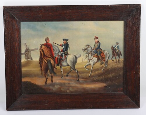 Frederick the Great, Oil on Wood Painting