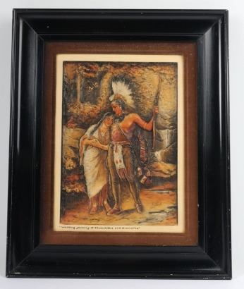 Osborne Plaque Depicting Wedding journey of Minnehaha & Hiawatha"
