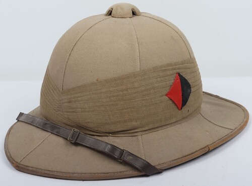 WW2 British Officers Foreign Service Helmet of Captain J S Holland, 196/195 Light Anti-Aircraft Regiment Royal Artillery,