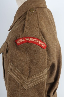 WW2 British Battle Dress, Serge, 1940 Dated. Royal Warwickshire Regiment. - 11
