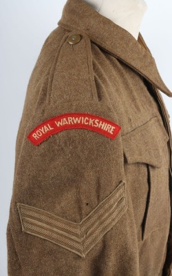 WW2 British Battle Dress, Serge, 1940 Dated. Royal Warwickshire Regiment. - 12