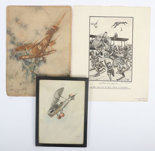 Edward Gerald Oakley-Beuttler (1879-1964) Pen and Ink Cartoon 'Our Peace-Time Air Forces'