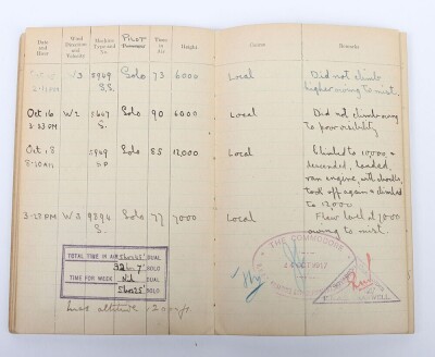 WW1 Great War Royal Navy Air Service (RNAS) Log Book. - 8