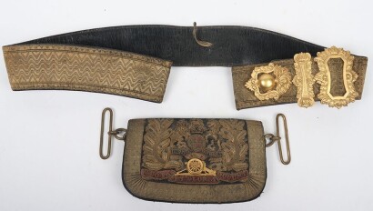 Victorian Royal Artillery Officers Full Dress Cross Belt and Pouch