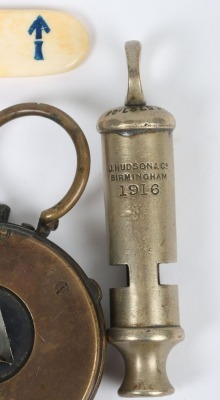 WW1, Great War, British Personal Items, Toothbrush, Compass and Whistle. - 2
