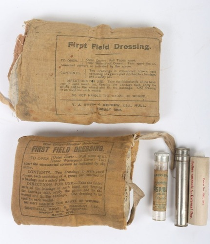 WW1, Great War British First Field Dressings, Two Examples.