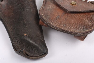 WW1, Great War British 1914 Pattern Leather Pistol Holster & Ammunition Pouch, Rare. - 5