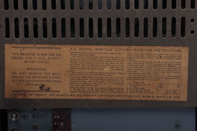 WW2 'War-Time Civilian Receiver' Utility Radio Set. - 4
