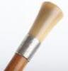 An early 20th century horn and silver banded walking cane - 4
