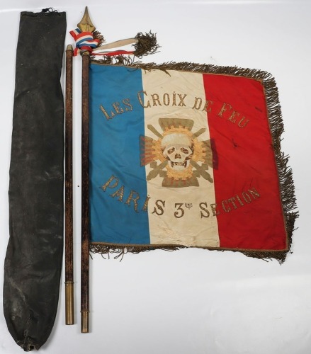 Rare French Fascists Le Croix de Feu (Cross of Fire) Standarte of the 3rd Paris Section