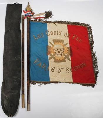 Rare French Fascists Le Croix de Feu (Cross of Fire) Standarte of the 3rd Paris Section