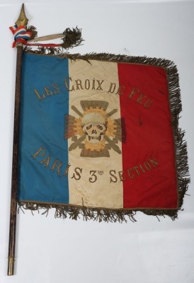 Rare French Fascists Le Croix de Feu (Cross of Fire) Standarte of the 3rd Paris Section - 2