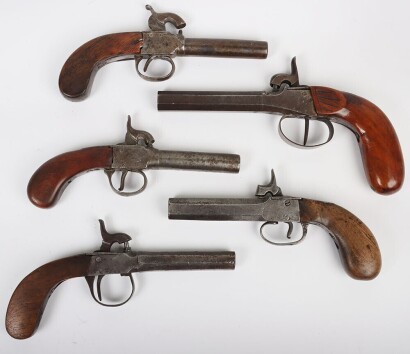 5x Assorted Boxlock Percussion Pocket Pistols