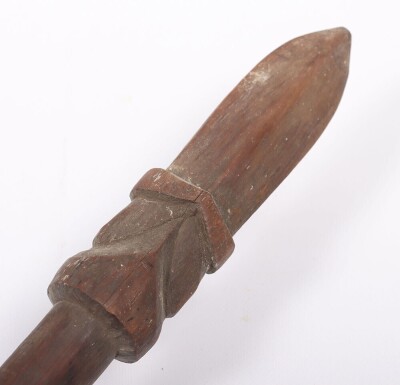 A New Zealand Maori Plain Carved Wooden Quarter Staff Hani - 3
