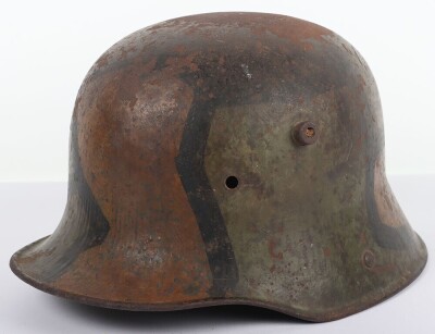 WW1 Imperial German M17 Camouflaged Steel Combat Helmet Shell.