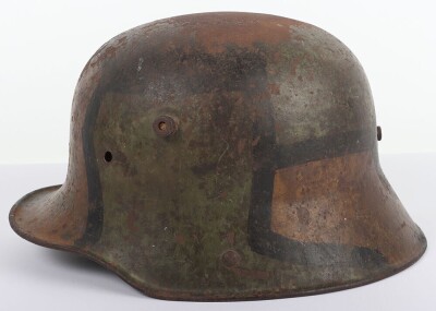 WW1 Imperial German M17 Camouflaged Steel Combat Helmet Shell. - 2