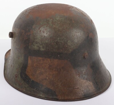 WW1 Imperial German M17 Camouflaged Steel Combat Helmet Shell. - 4