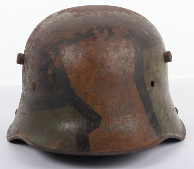 WW1 Imperial German M17 Camouflaged Steel Combat Helmet Shell. - 7