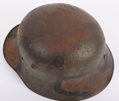 WW1 Imperial German M17 Camouflaged Steel Combat Helmet Shell. - 8