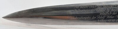 Third Reich SA (Sturmabteilung) Dress Dagger with Dedication to Blade for the Opening of the Adolf Hitler Bridge across the Rhine River at Krefeld-Uerdingen on 7th June 1936, - 12