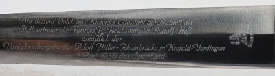 Third Reich SA (Sturmabteilung) Dress Dagger with Dedication to Blade for the Opening of the Adolf Hitler Bridge across the Rhine River at Krefeld-Uerdingen on 7th June 1936, - 13