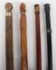 A walking stick billiard cue, with a tribal style carved head cane - 3