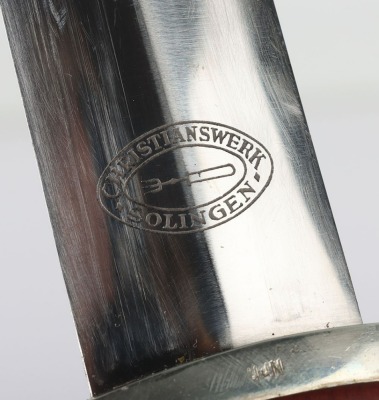 Third Reich SA (Sturmabteilung) Dress Dagger by Christianswerk, Solingen with Rare Vertical Dagger Hanger, - 7