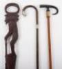 An African carved hardwood walking stick showing snake and elder man - 3