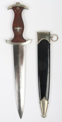 Scarce Third Reich NSKK Dagger by F W Holler, Solingen, with 40th Birthday Dedication Blade,