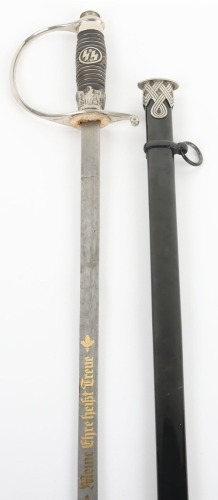 Third Reich SS (Schutzstaffel) Officers Sword Degen with Damascus Blade by Paul Muller,