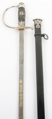Third Reich SS (Schutzstaffel) Officers Sword Degen with Damascus Blade by Paul Muller,