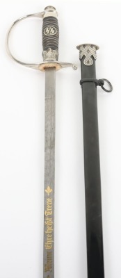 Third Reich SS (Schutzstaffel) Officers Sword Degen with Damascus Blade by Paul Muller,