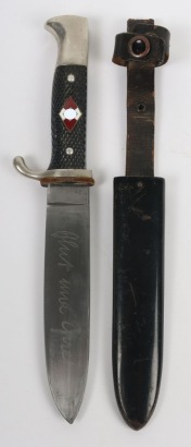 Third Reich Hitler Youth (Hitlerjugend) Boys Knife by Emil Voos, Solingen,