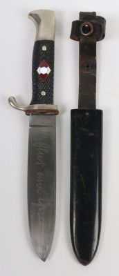 Third Reich Hitler Youth (Hitlerjugend) Boys Knife by Emil Voos, Solingen,