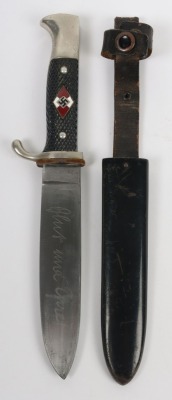 Third Reich Hitler Youth (Hitlerjugend) Boys Knife by Emil Voos, Solingen, - 2