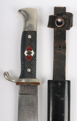 Third Reich Hitler Youth (Hitlerjugend) Boys Knife by Emil Voos, Solingen, - 4