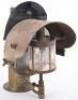 A large railway workers brass lamp, the back plate painted with &ldquo;locking lineman&rdquo; - 2