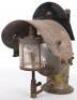 A large railway workers brass lamp, the back plate painted with &ldquo;locking lineman&rdquo; - 3