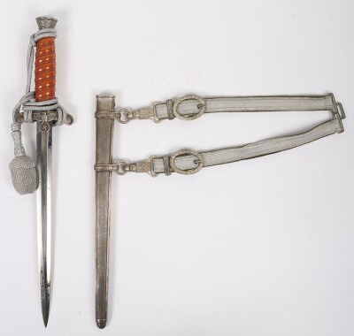 WW2 German Army (Heer) Officers Dress Dagger by Emil Voos, Solingen, with Straps and Knot,