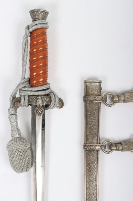 WW2 German Army (Heer) Officers Dress Dagger by Emil Voos, Solingen, with Straps and Knot, - 2