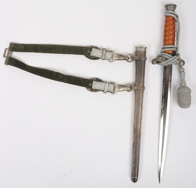 WW2 German Army (Heer) Officers Dress Dagger by Emil Voos, Solingen, with Straps and Knot, - 3