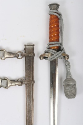 WW2 German Army (Heer) Officers Dress Dagger by Emil Voos, Solingen, with Straps and Knot, - 4